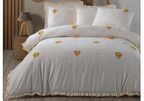 Постільна білизна Washed Cotton Saheser - Florita Yellow с вышивкой (Turkey), сімейний